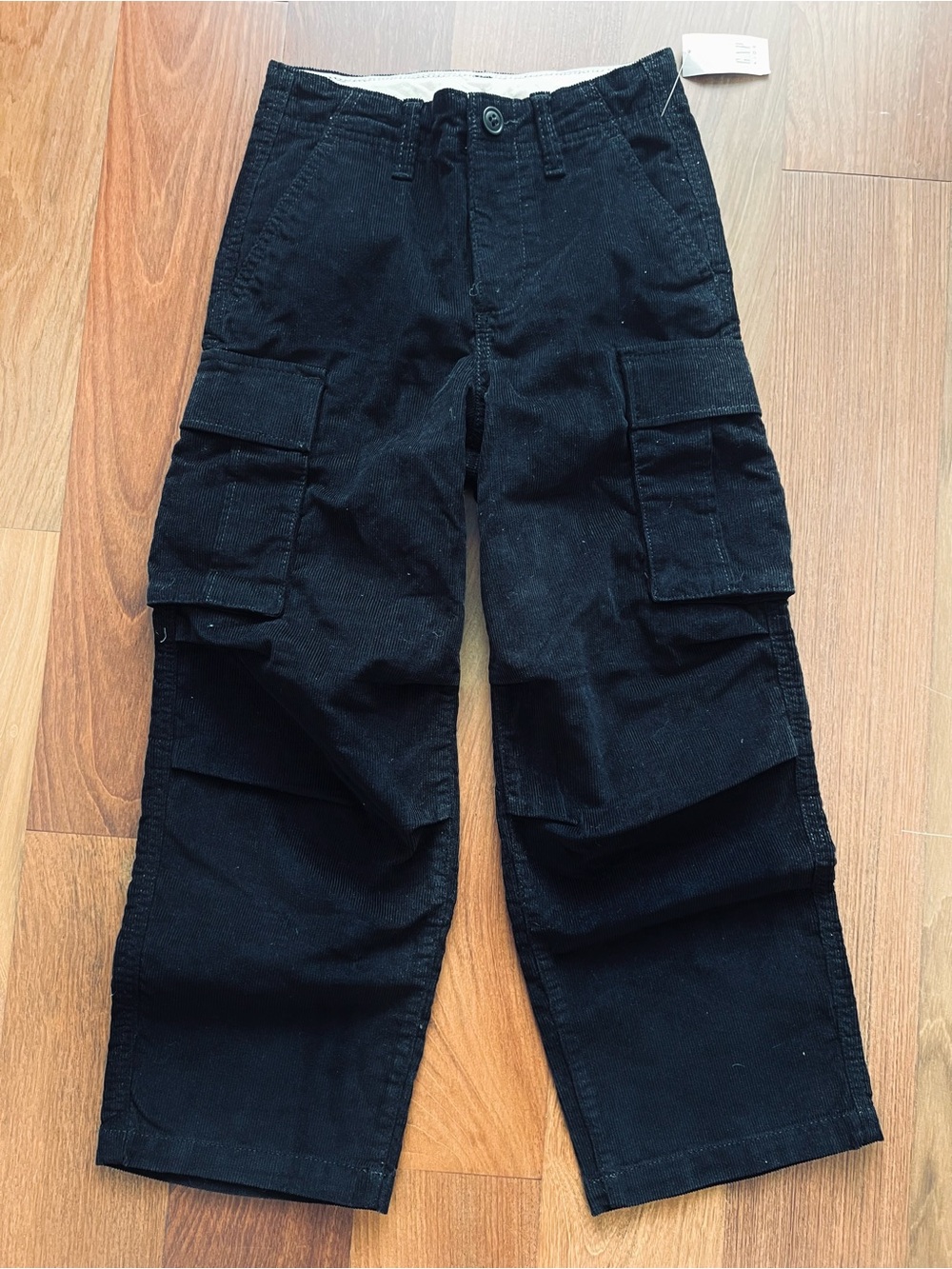 NWT GAP Kids Corduroy Cargo Baggy Pants in Black size 7